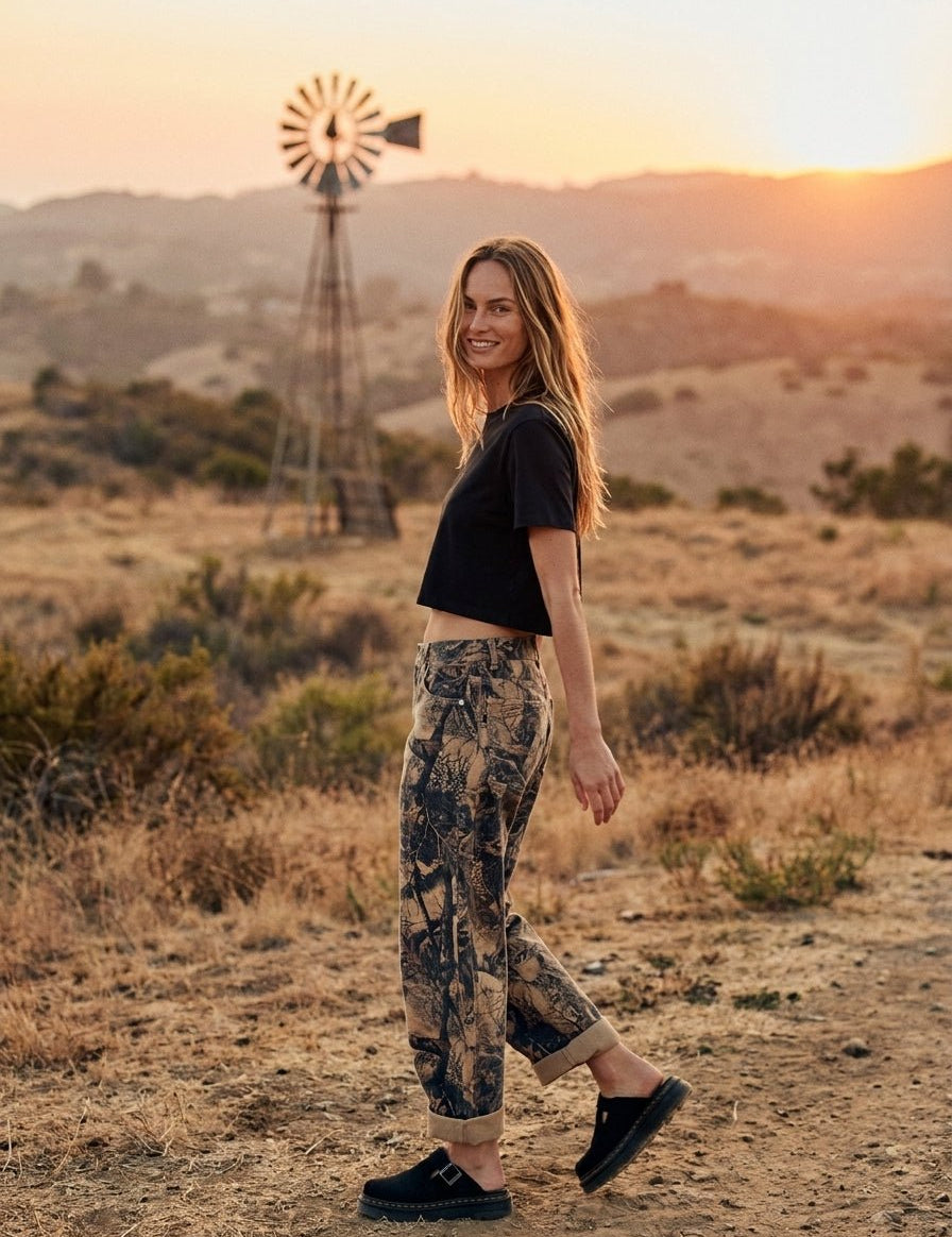 Knox Vintage Washed Camo Barrel Pants - Westly