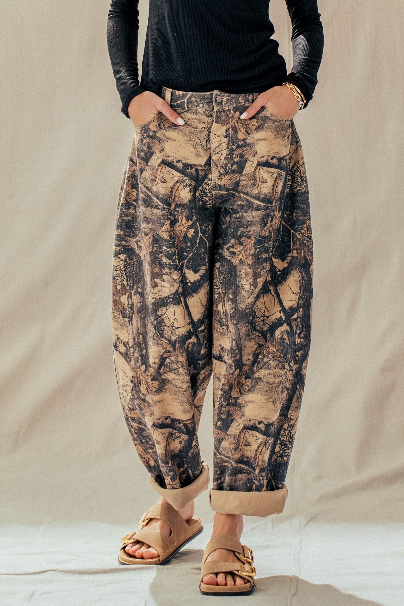 Knox Vintage Washed Camo Barrel Pants - Westly