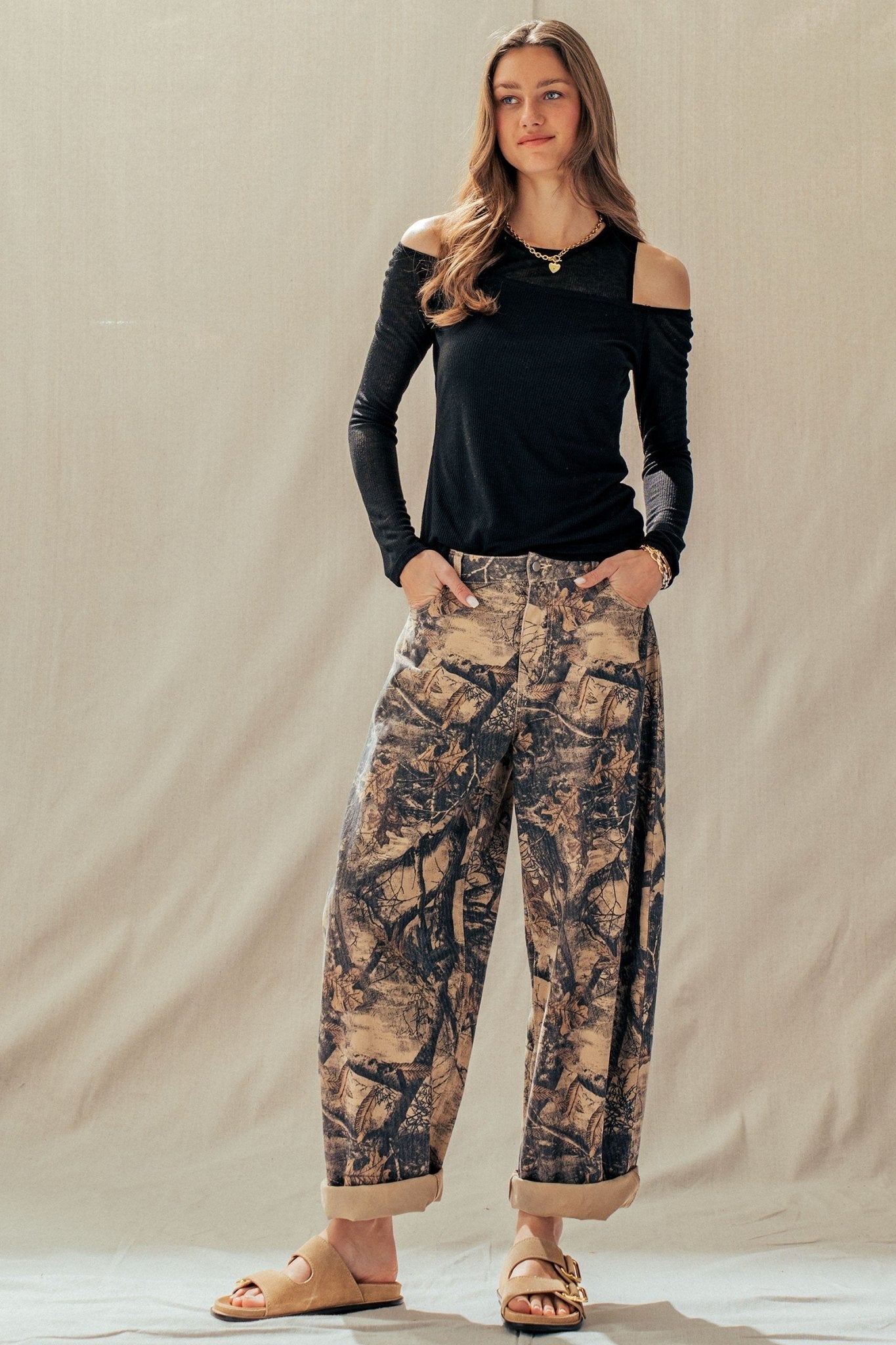 Knox Vintage Washed Camo Barrel Pants - Westly