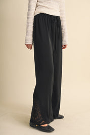 Lace at Leisure Lace Hem Palazzo Pants - Westly