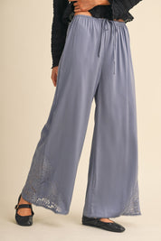 Lace at Leisure Lace Hem Palazzo Pants - Westly