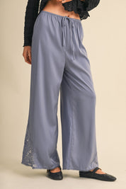Lace at Leisure Lace Hem Palazzo Pants - Westly