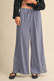 Lace at Leisure Lace Hem Palazzo Pants in Slate Blue, photo 1