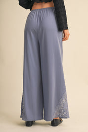Lace at Leisure Lace Hem Palazzo Pants in Slate Blue, photo 6