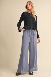 Lace at Leisure Lace Hem Palazzo Pants in Slate Blue, photo 8