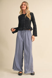 Lace at Leisure Lace Hem Palazzo Pants in Slate Blue, photo 9