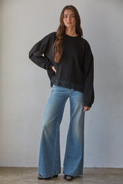Lace Landing Cotton Pullover in Black - product photo 2