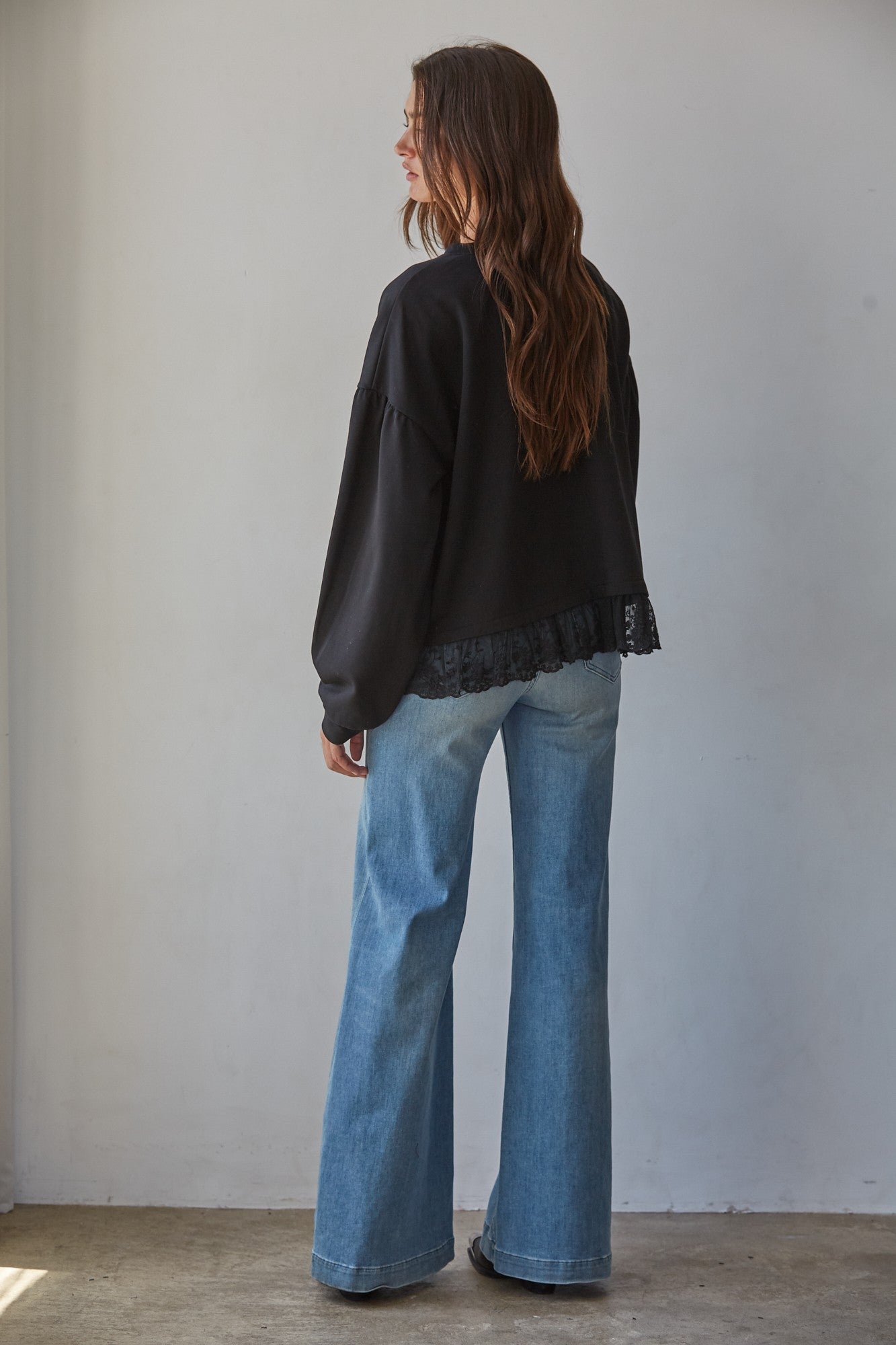 Lace Landing Cotton Pullover in Black - product photo 4