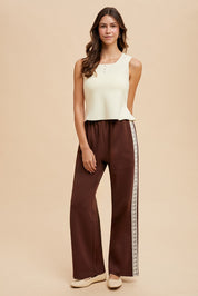 Lace Track Straight Leg Pants in Dark Brown - product photo 2