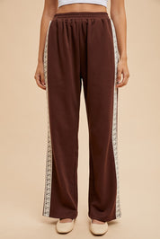 Lace Track Straight Leg Pants in Dark Brown - product photo 3