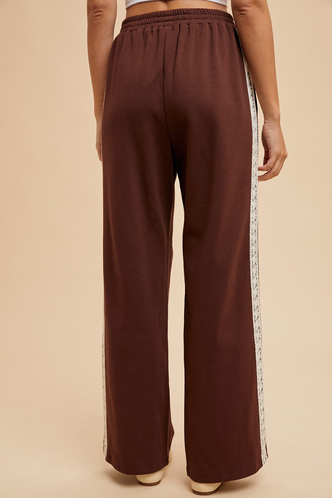 Lace Track Straight Leg Pants in Dark Brown - product photo 5