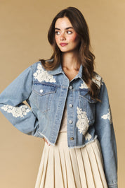 Lacework Cropped Denim Jacket - Westly