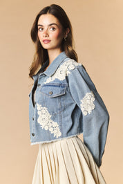 Lacework Cropped Denim Jacket - Westly