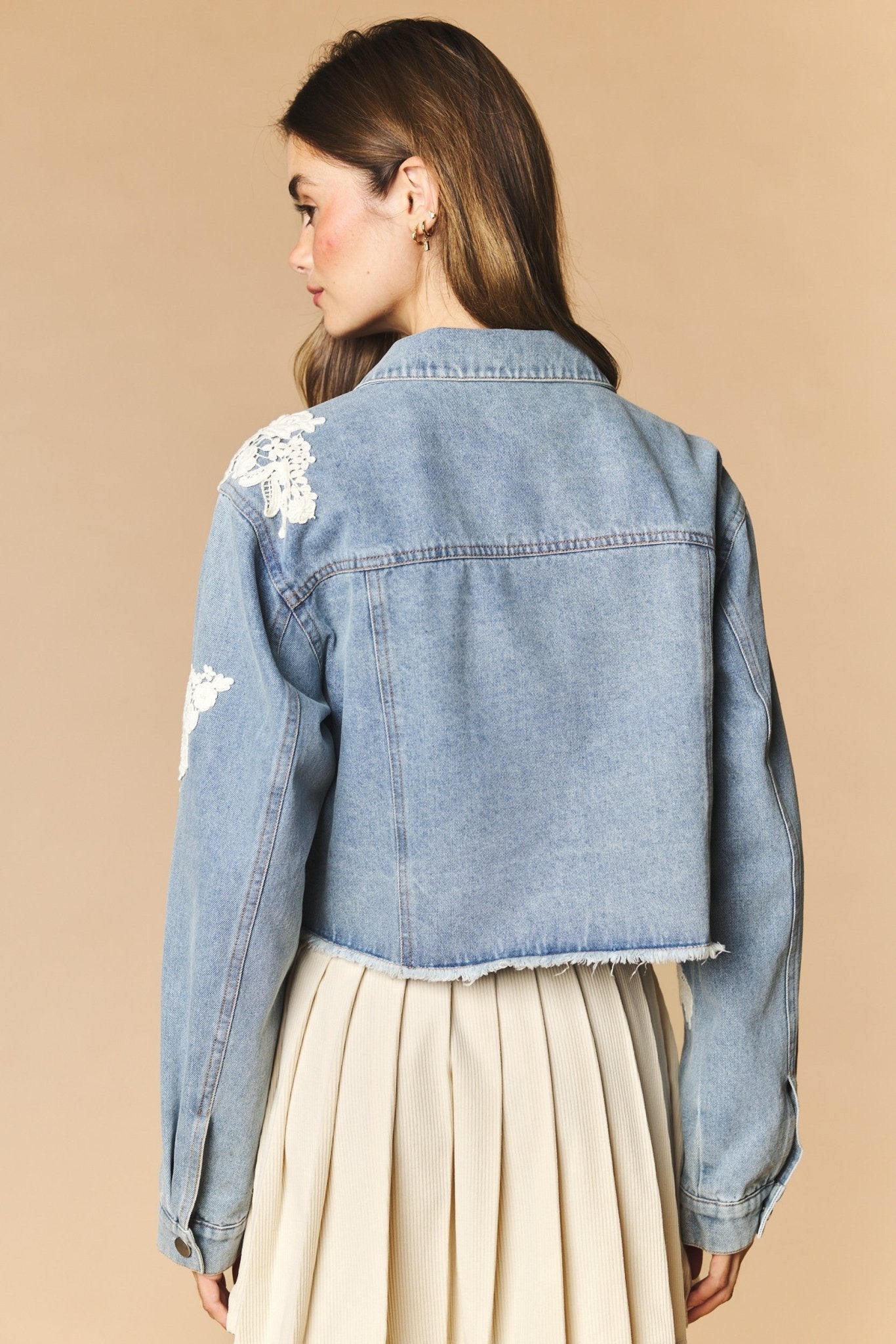 Lacework Cropped Denim Jacket - Westly