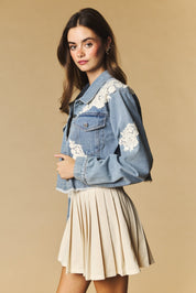 Lacework Cropped Denim Jacket - Westly