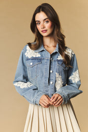 Lacework Cropped Denim Jacket - Westly