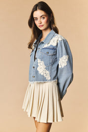 Lacework Cropped Denim Jacket - Westly