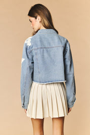 Lacework Cropped Denim Jacket - Westly