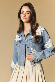 Lacework Cropped Denim Jacket - Westly