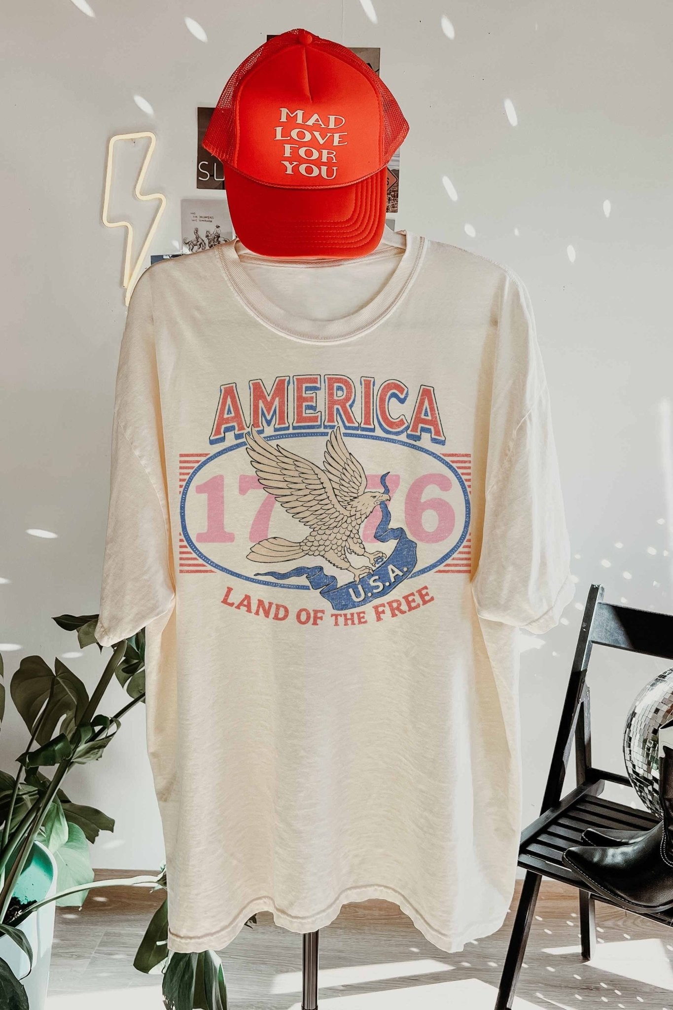 Land Of The Free Oversized Graphic Tee - Westly