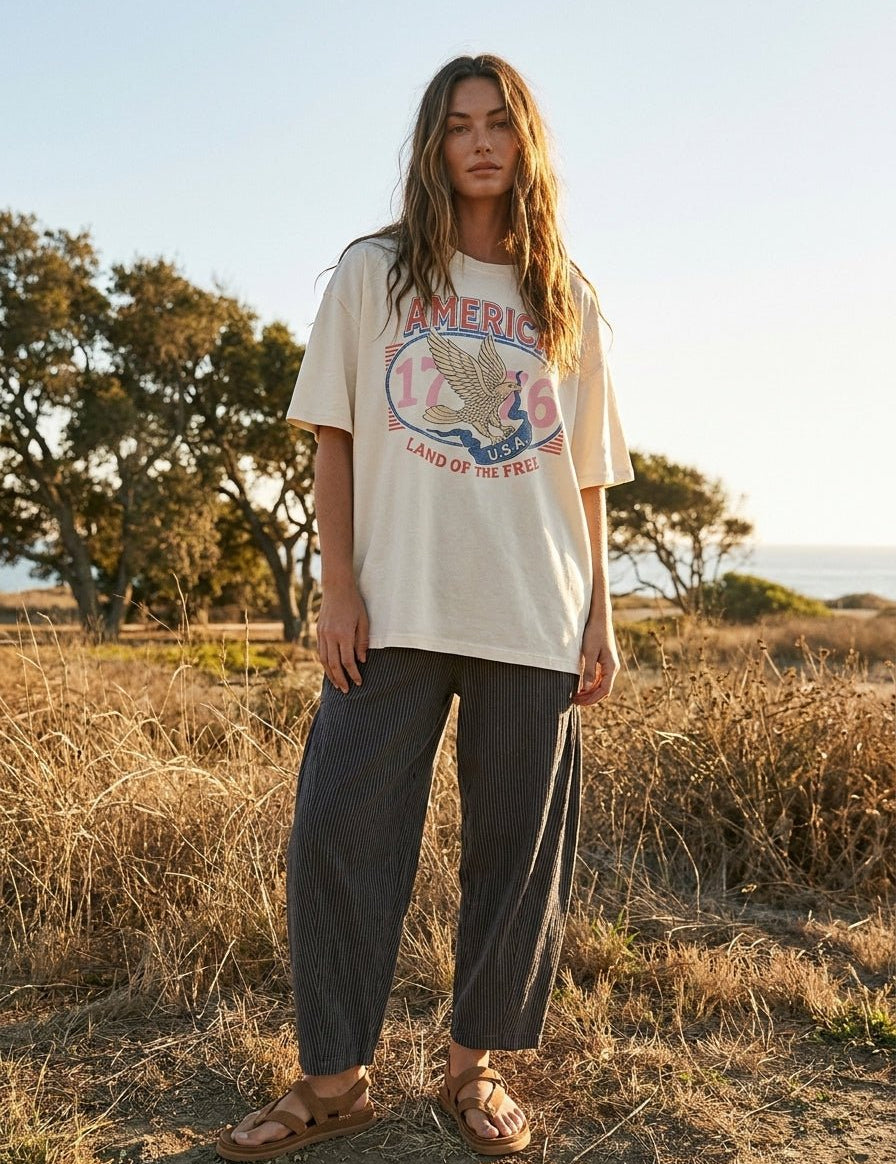 Land Of The Free Oversized Graphic Tee - Westly