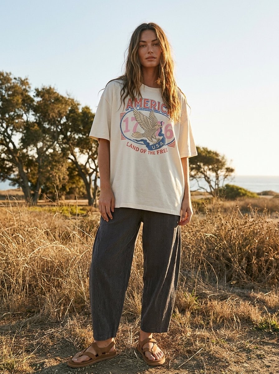 Land Of The Free Oversized Graphic Tee - Westly