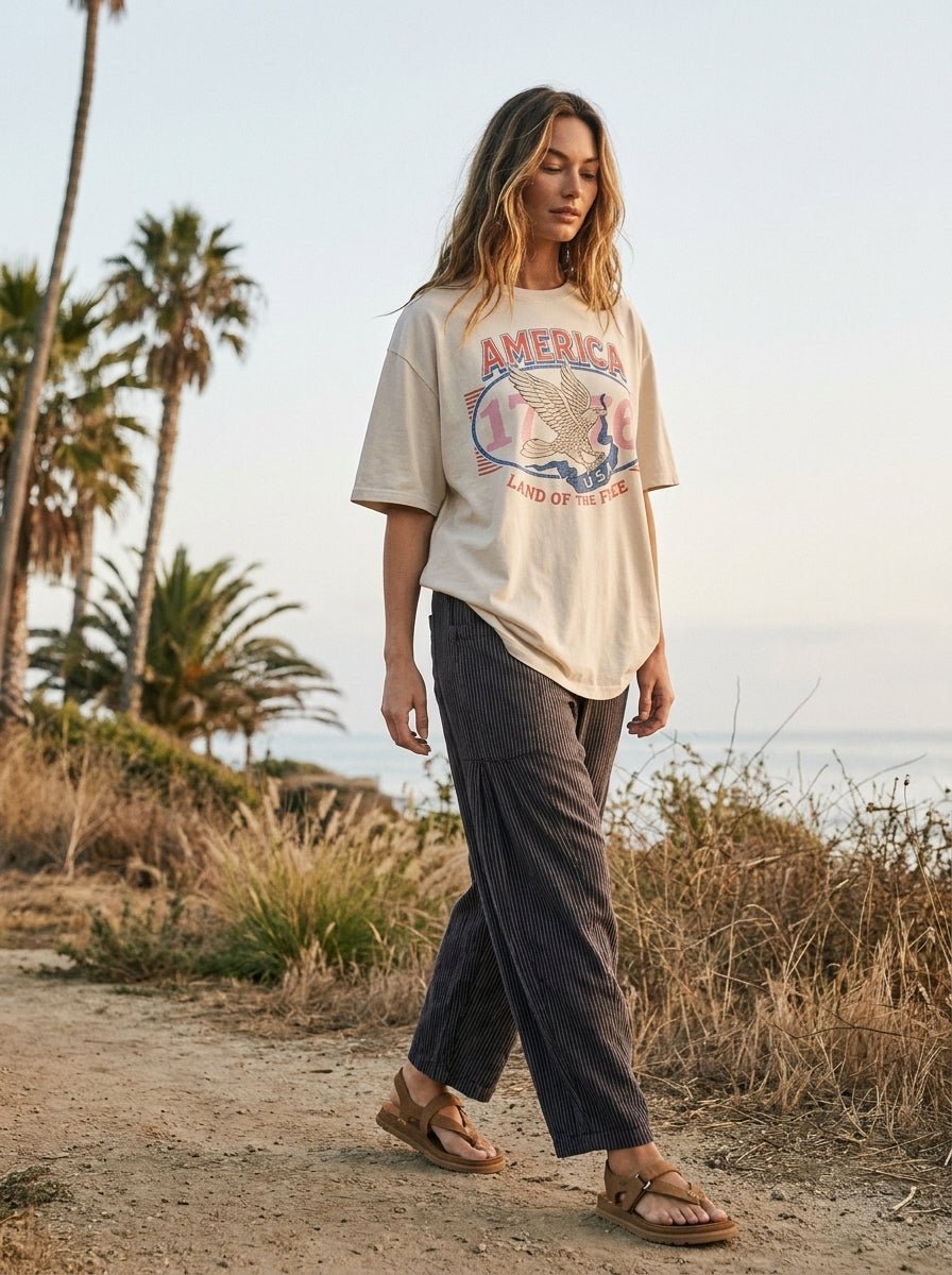 Land Of The Free Oversized Graphic Tee - Westly