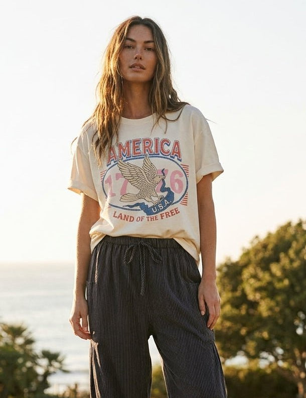 Land Of The Free Oversized Graphic Tee - Westly