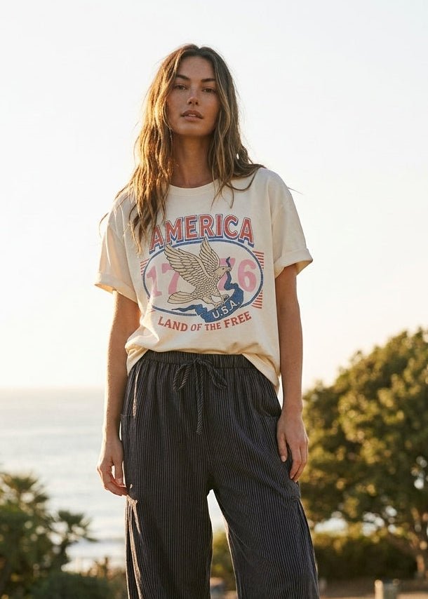 Land Of The Free Oversized Graphic Tee - Westly