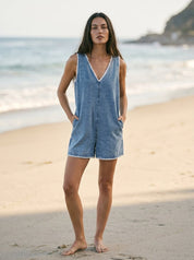 Lany Stitch Detail Denim Romper - Westly
