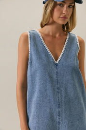Lany Stitch Detail Denim Romper - Westly