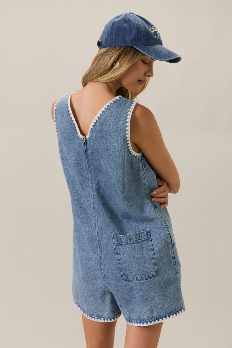 Lany Stitch Detail Denim Romper - Westly