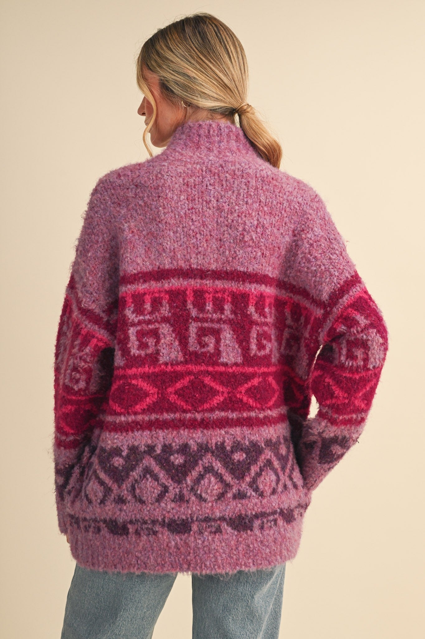 Lapland Geometric Fuzzy Knit Cardigan - Westly