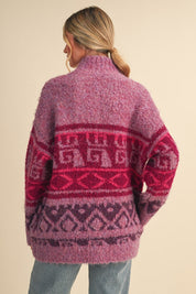 Lapland Geometric Fuzzy Knit Cardigan - Westly