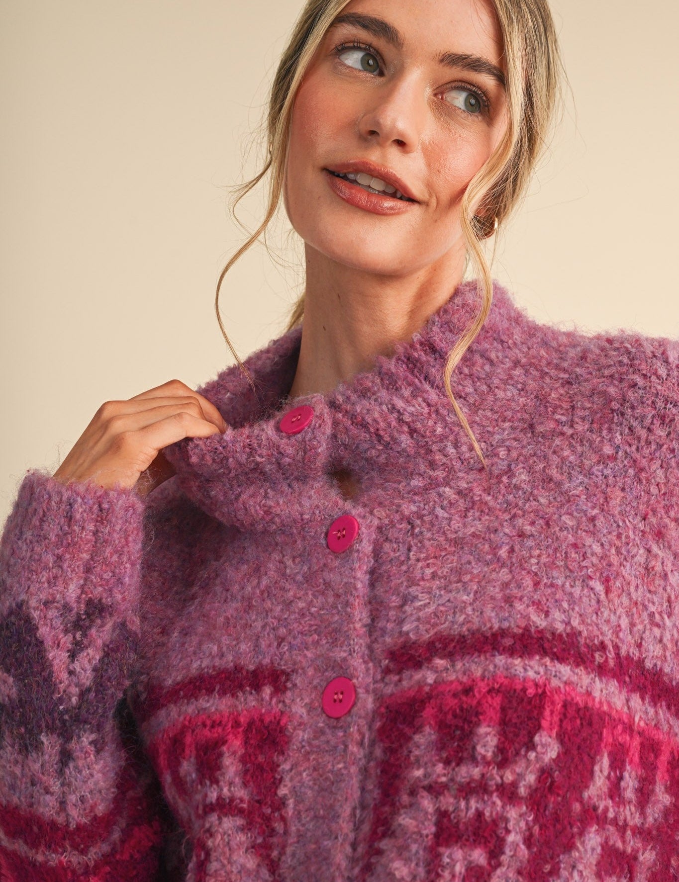 Lapland Geometric Fuzzy Knit Cardigan - Westly