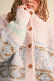 Lapland Geometric Fuzzy Knit Cardigan - Westly
