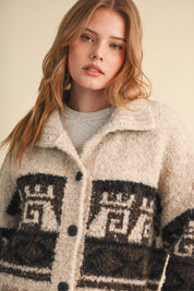 Lapland Geometric Fuzzy Knit Cardigan - Westly