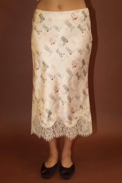 Laredo Cowboy Boot Lace Midi Skirt - Ecru
