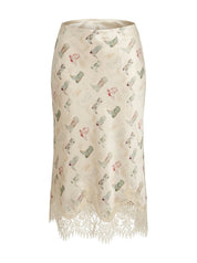 Laredo Cowboy Boot Lace Midi Skirt - Ecru