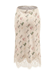 Laredo Cowboy Boot Lace Midi Skirt - Ecru