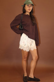 Laredo Cowboy Boot Lace Shorts - Ecru