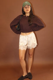 Laredo Cowboy Boot Lace Shorts - Ecru