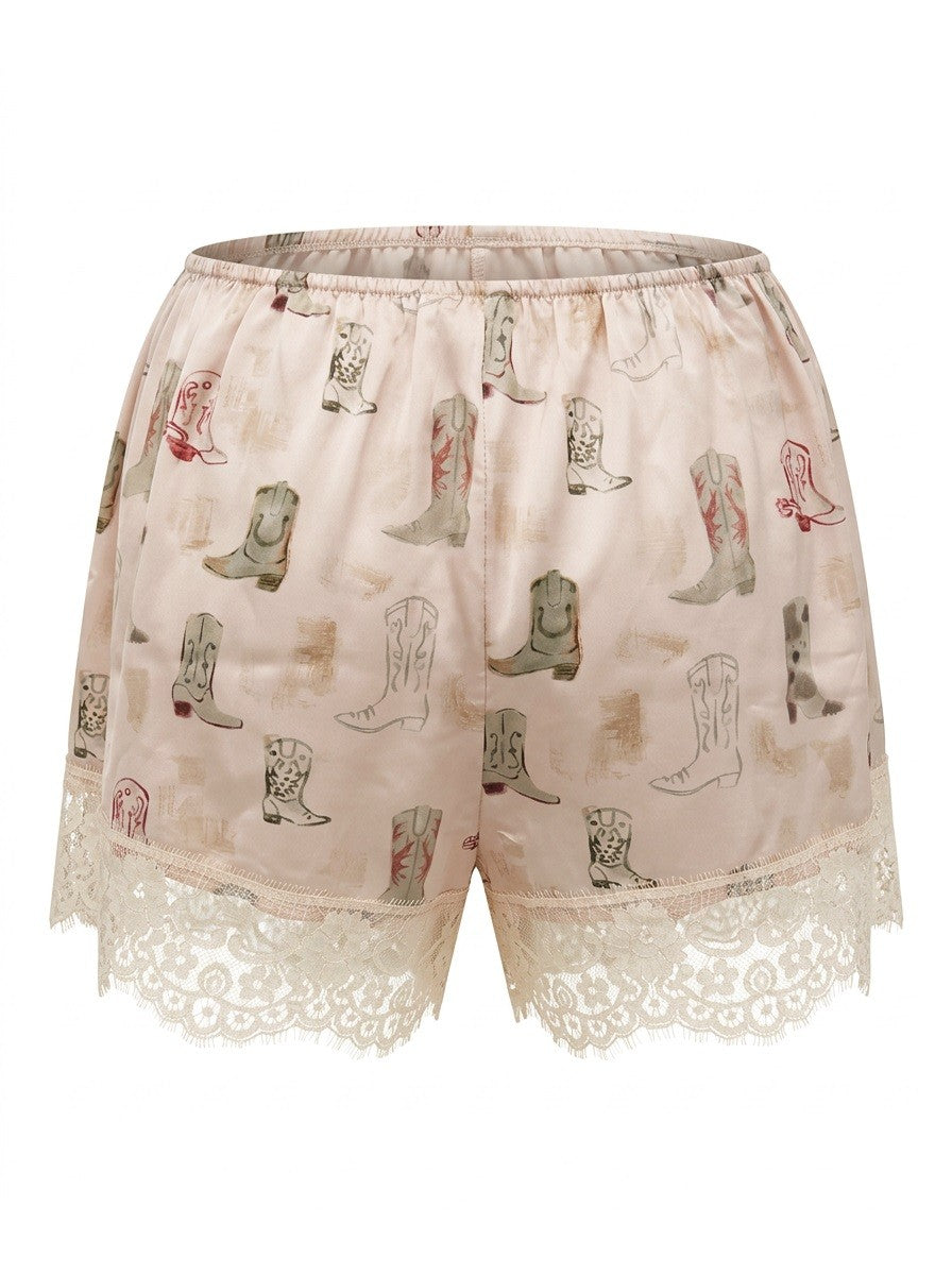 Laredo Cowboy Boot Lace Shorts - Ecru
