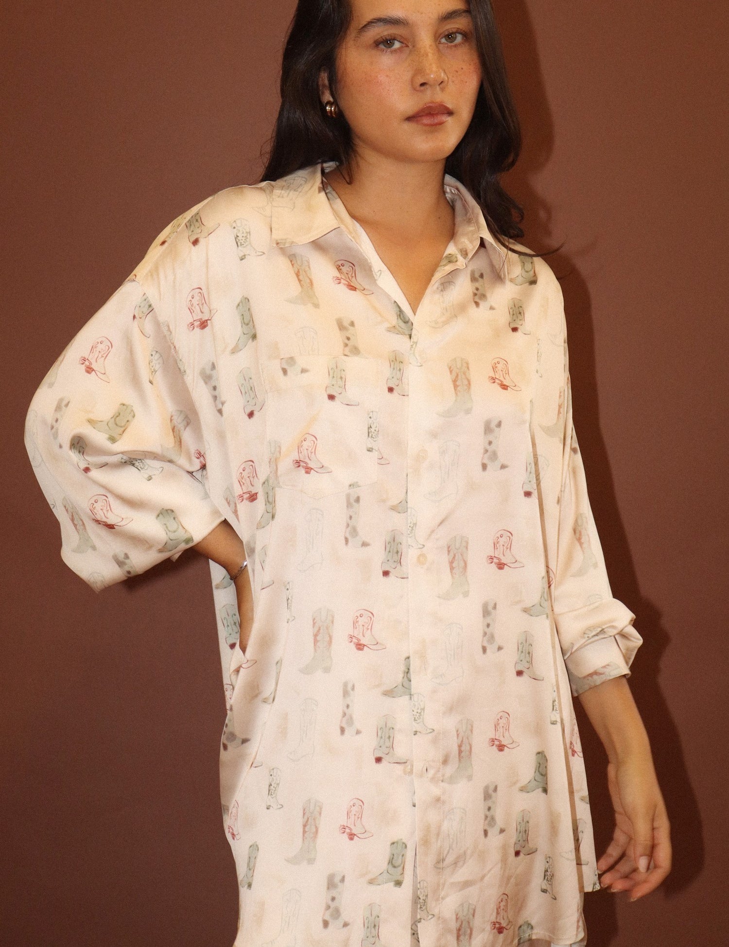 Laredo Cowboy Boot Print Shirt - Ecru