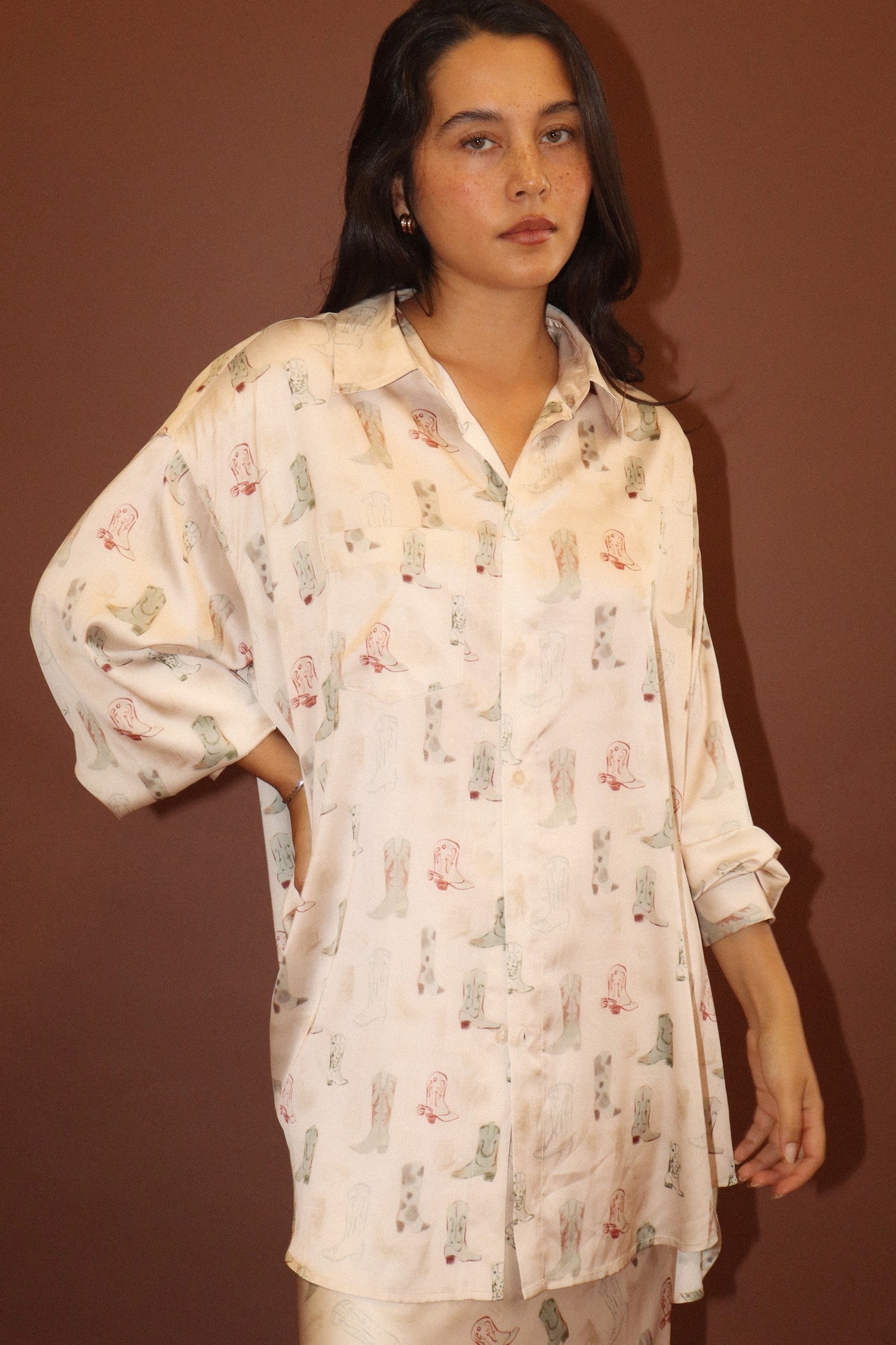 Laredo Cowboy Boot Print Shirt - Ecru