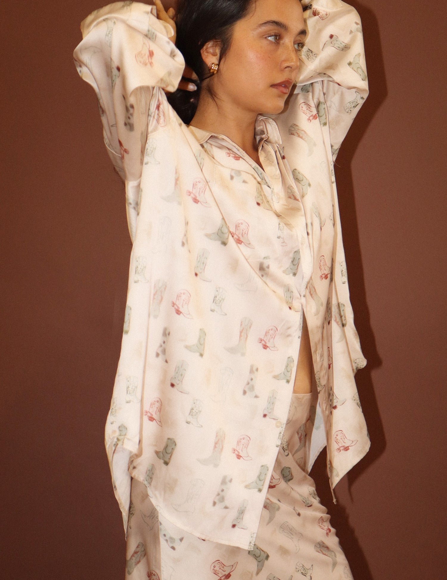 Laredo Cowboy Boot Print Shirt - Ecru