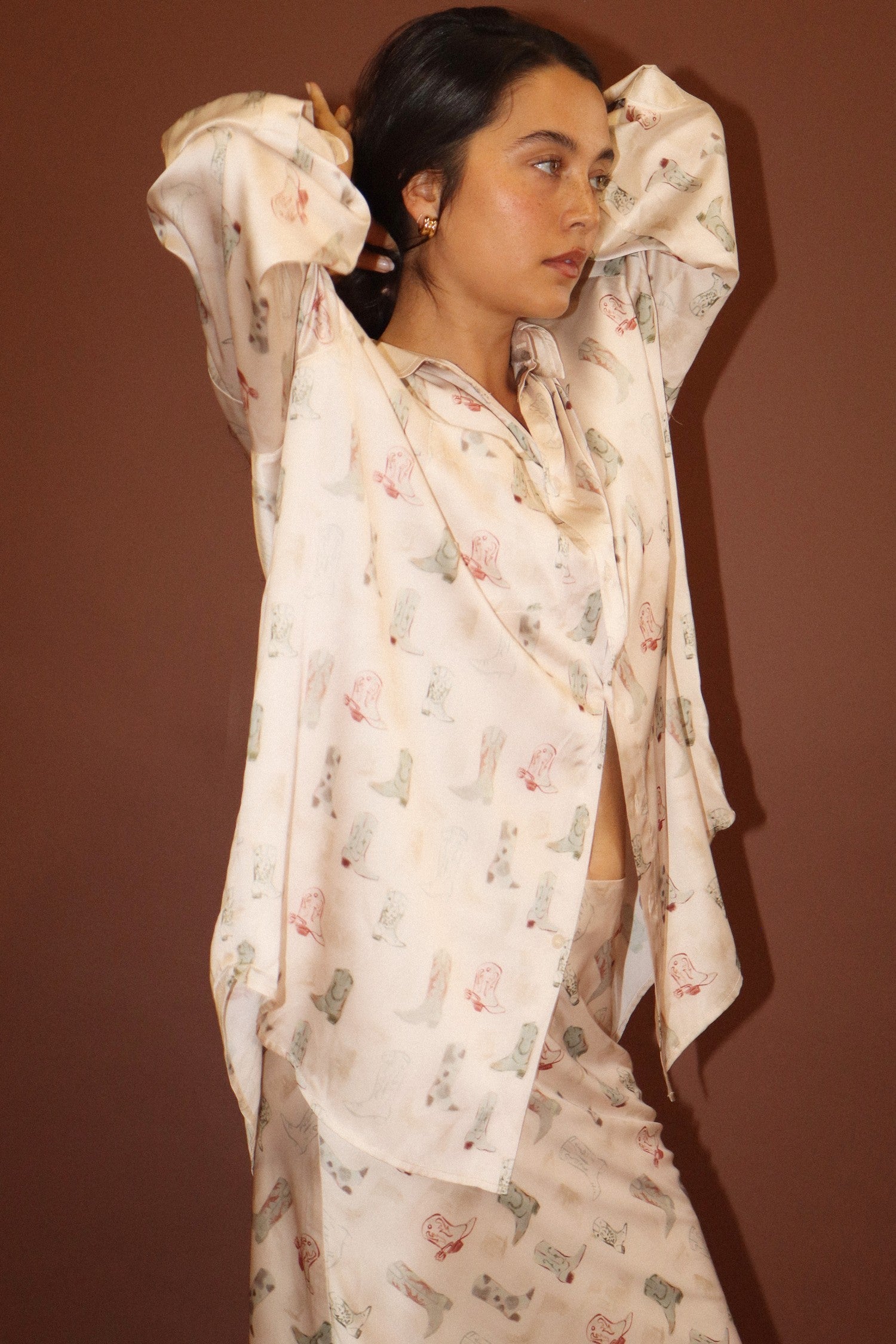 Laredo Cowboy Boot Print Shirt - Ecru