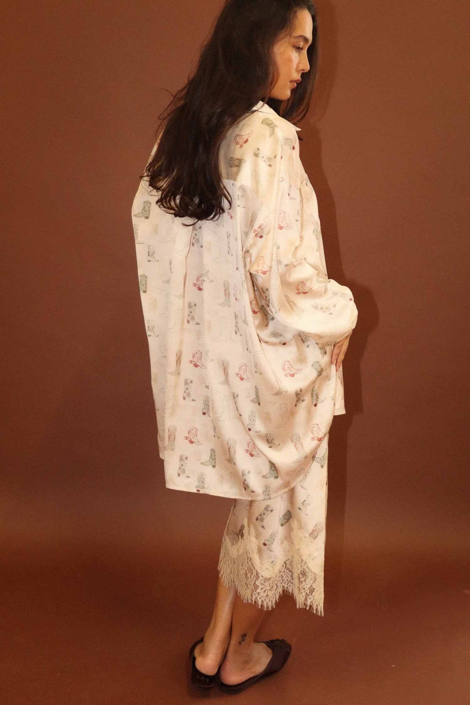 Laredo Cowboy Boot Print Shirt - Ecru