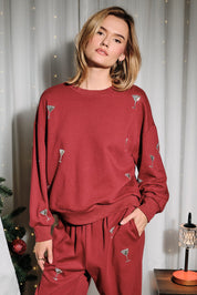 Last Call Martini Crewneck Sweatshirt in Burgundy - product photo 2