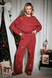 Last Call Martini Lounge Pants in Burgundy - product photo 1
